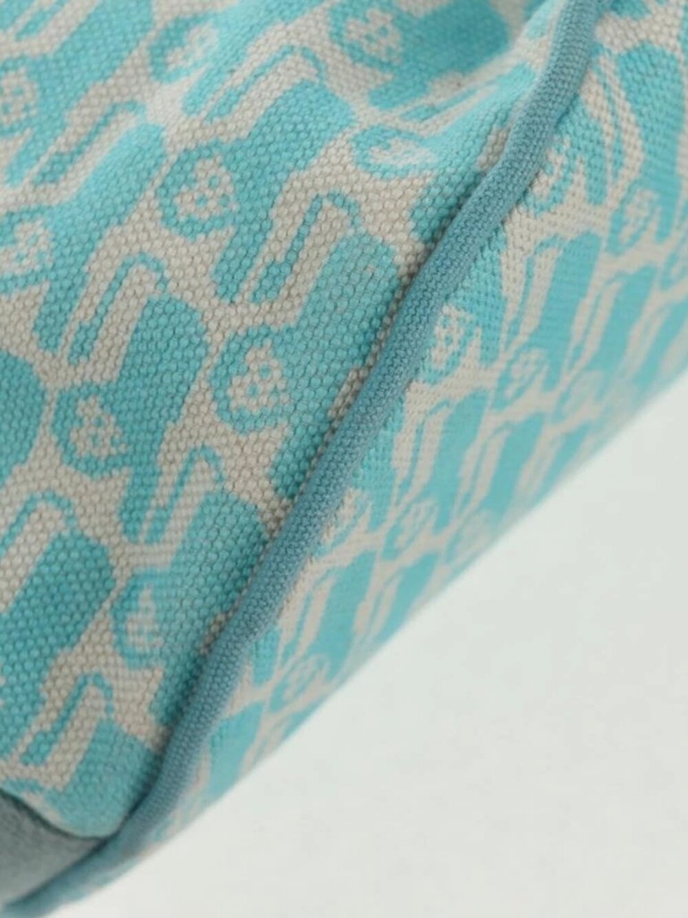 HERMES Animo Pixel GM Hand Bag Canvas Light Blue Silver Auth 158904V - Picture 12 of 15